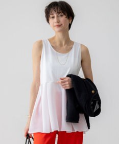 23区 【洗える】ナチュラルコットンベア タフタコンビ タンクトップ