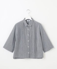 J.PRESS LADIES 【洗える】リネンminiチェック フロントピンタック シャツ