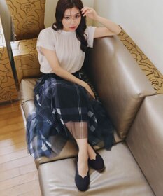 Tiaclasse 【洗える/撥水】スカラップニットフラットパンプス