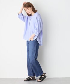 ANY L 【手洗い可能】ヨーロピアンリネンスキッパーネックブラウス