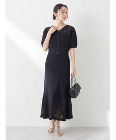 earth music&ecology ２点ＳＥＴ透かし編みカーディガン＋裾フレアスカート