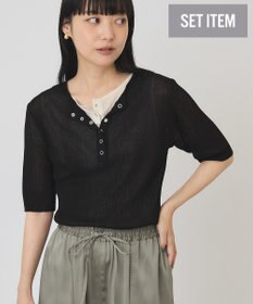 AMERICAN HOLIC 【2点セット】シアーリブヘンリーネックニット＋タンクトップ