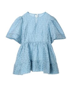 Green Parks パフスリーブジャガードペプラムブラウス