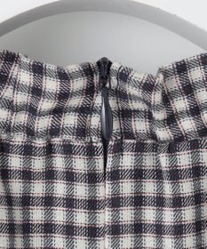 J.PRESS LADIES S 【洗える】ポリエステルヴィスコースブロックチェック フリルネック ブラウス