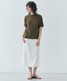 BEIGE， 【洗える】STOCK / オーガニックコットン半袖ギャザートップス