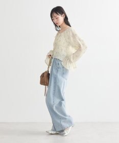 earth music&ecology ナローリボンくしゅくしゅギャザーブラウス