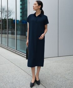 ICB 【先行予約・WEB限定】FluidBackSatin ニット衿シャツワンピース