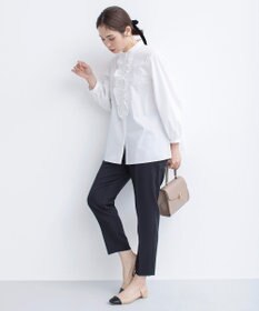 組曲 コンパクトシャーティング フリルブラウス