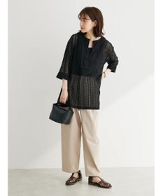 Green Parks 綿麻混タックテーパードパンツ