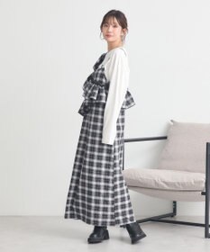 earth music&ecology 2wayフリルチェックキャミワンピース