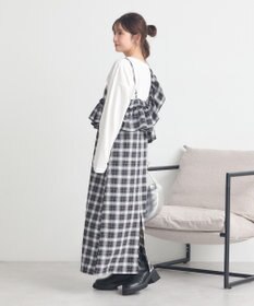 earth music&ecology 2wayフリルチェックキャミワンピース