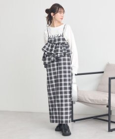earth music&ecology 2wayフリルチェックキャミワンピース