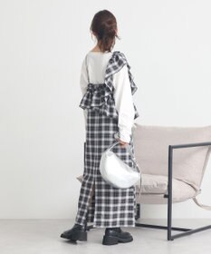 earth music&ecology 2wayフリルチェックキャミワンピース