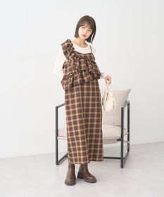 earth music&ecology 2wayフリルチェックキャミワンピース
