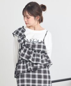 earth music&ecology 2wayフリルチェックキャミワンピース