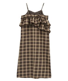 earth music&ecology 2wayフリルチェックキャミワンピース