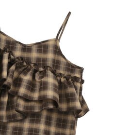 earth music&ecology 2wayフリルチェックキャミワンピース