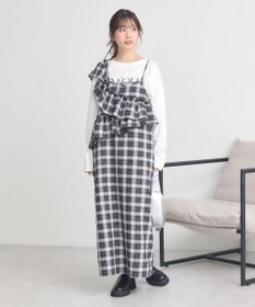 earth music&ecology 2wayフリルチェックキャミワンピース