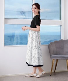 Tiaclasse 【小倉優子さん着用・新色追加・洗える】モノトーンフラワープリントワンピース
