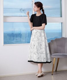 Tiaclasse 【小倉優子さん着用・新色追加・洗える】モノトーンフラワープリントワンピース
