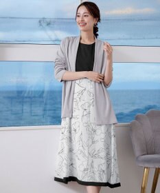 Tiaclasse 【小倉優子さん着用・新色追加・洗える】モノトーンフラワープリントワンピース