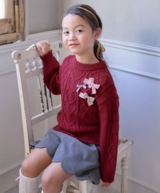 ANY KIDS リボン ケーブル ニット