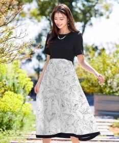 Tiaclasse 【小倉優子さん着用・新色追加・洗える】モノトーンフラワープリントワンピース