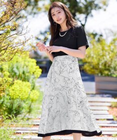 Tiaclasse 【小倉優子さん着用・新色追加・洗える】モノトーンフラワープリントワンピース