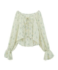 earth music&ecology ナローリボンくしゅくしゅギャザーブラウス