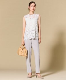 BEIGE， CITRINE / エンブロイダリーレースノースリーブブブラウス