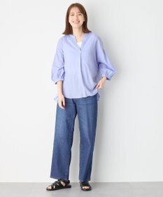 ANY 【手洗い可能】ヨーロピアンリネンスキッパーネックブラウス