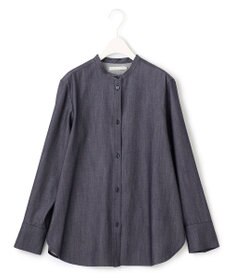 ICB 【洗える】リアクティブソフトデニム バンドカラーシャツ