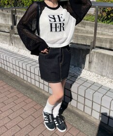 WEGO ラグランショートメッシュニット