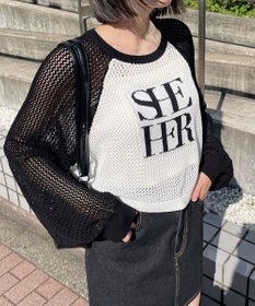 WEGO ラグランショートメッシュニット