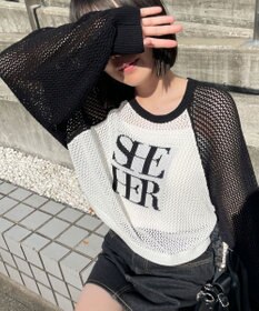 WEGO ラグランショートメッシュニット