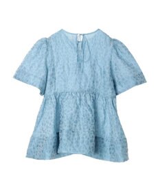 Green Parks パフスリーブジャガードペプラムブラウス