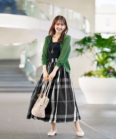 Tiaclasse L 【新色追加・洗える】パフスリーブ透かし編みニットカーディガン