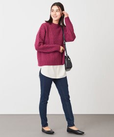 ANY L 【洗濯機可】ソフトタッチケーブルニット