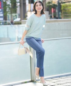 ANY SIS センタープレスセミフレア デニム