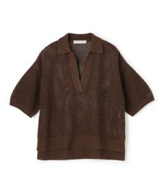 UNFILO リネンペーパー メッシュニット スキッパー ブラウン
