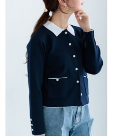 Te chichi 総針衿付きジャケットカーディガン