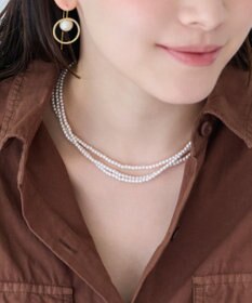 Phoebe <オンワード限定セット>3連ビーズパールネックレス×バランスバロックパールフープイヤリング
