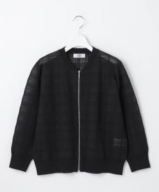 J.PRESS LADIES L 【洗える】SHEER JACQUARD ニット ブルゾン