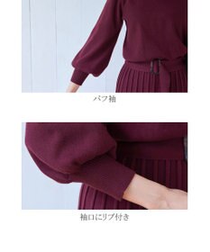 Tiaclasse 【洗える】1枚で着映えするパフ袖プリーツニットワンピース