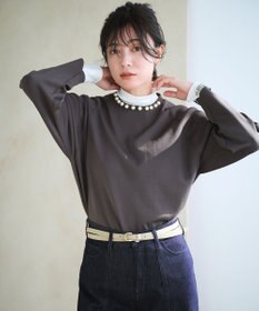 自由区 【洗える】パールディティールプルオーバー ニット