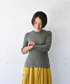 muuc 〈高品質シルク＆スーピマ超長綿〉〈洗えるニット〉〈通年着られる〉袖口模様編み プルオーバー