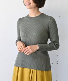 muuc 〈高品質シルク＆スーピマ超長綿〉〈洗えるニット〉〈通年着られる〉袖口模様編み プルオーバー