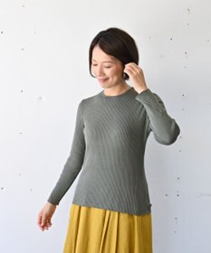 muuc 〈高品質シルク＆スーピマ超長綿〉〈洗えるニット〉〈通年着られる〉袖口模様編み プルオーバー