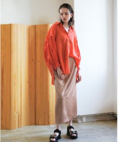 YECCA VECCA 綿麻シアーボリュームギャザーシャツ