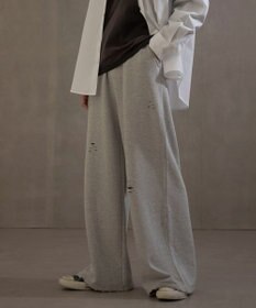 WEGO 【ウエストゴム】ダメージスウェットバギーパンツ